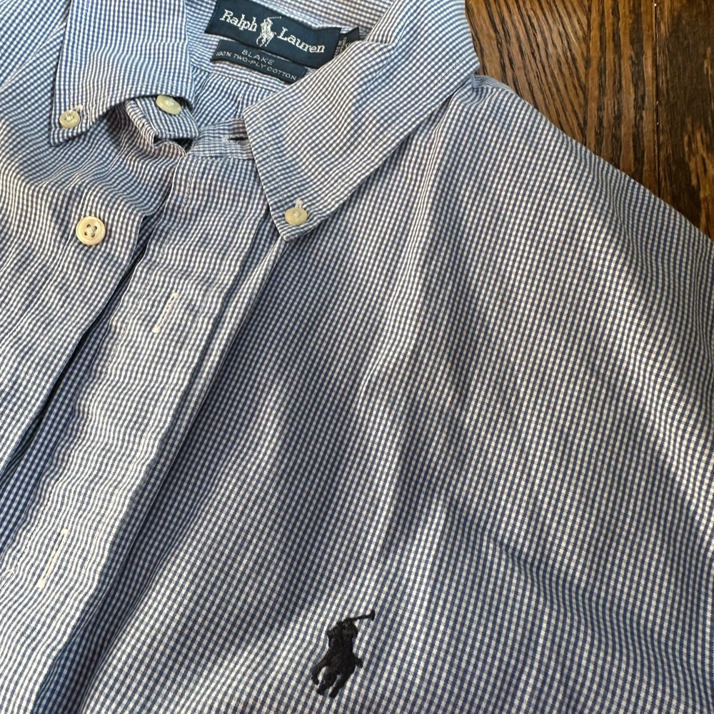 Ralph Lauren Men's Navy and White Striped Shirt